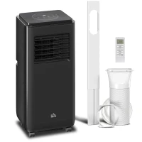 HOMCOM 10,000 BTU Moible Air Conditioner 440 Sq. Ft., Dehumidifier Fan Auto Sleep with 24H Timer On/Off, Window Kit, Black(m-11)