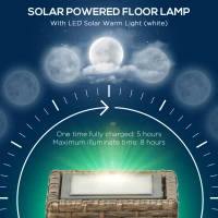 Outsunny Wicker Solar Outdoor Lamp, Decorative Floor Lamp with Auto On/Off LED Lights, IP44 for Patio, Porch, Pathway, Sand(m-5)