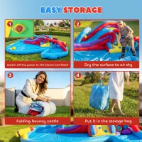 Qaba Inflatable Water Slide 6 in 1 with 480W Blower, Bounce House with Climbing Wall, Splashing Pool, Basketball Hoop(m-7)