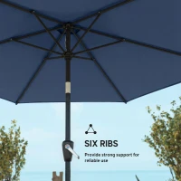 Outsunny 9FT Patio Umbrella, Outdoor Table Patio Umbrellith Tilt, Crank, 6 Ribs, UV Protection for Garden, Lawn, Deck, Backyard(m-6)