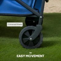 Outsunny Collapsible Folding Garden Cart, Heavy Duty Lawn Wagon with Universal Wheels and Adjustable Handle, Blue(m-7)