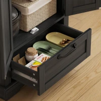 HOMCOM 71" Pantry Cabinet, Kitchen Storage Cabinet with Adjustable Shelves, Barn Doors and Drawer for Dining Room, Black(m-9)