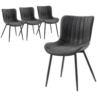 HOMCOM Dining Chairs Set of 4, PU Leather Upholstered Kitchen Chairs with Backrest and Steel Legs, Black(m-2)