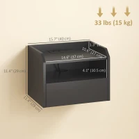 HOMCOM Wall Mounted Bedside Table, Set of 2 Floating Nightstand with Charging Station, Drawer and Open Shelf for Bedroom, Black(m-3)