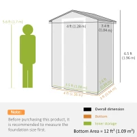 Outsunny 4' x 3' Plastic Garden Shed with Floor, Outdoor Small Shed with Lockable Door, Window and Vent, Dark Grey(m-3)
