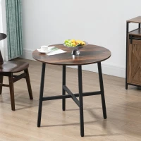 HOMCOM Ф31.5" Dining Room Table, Industrial Style Kitchen Table Round  with Steel Legs, Rustic Brown(m-1)