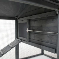 PawHut 84" Wooden Chicken Coop, Hen House Outdoor with Run Nesting Box, Asphalt Roof, Removable Tray, Ramp, Poultry Cage for 2-3 Chickens, Gray(m-17)