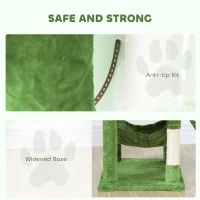 PawHut Cat Tree, 70" Multi-Level Cat Tower with 2 Condos, 2 Perches, Hammock, Toy Balls, Scratching Posts and Board, Green(m-6)
