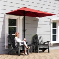 Outsunny 8ft Half Round Umbrella Outdoor Balcony Parasol Patio Garden Outdoor Window Sun Shade w/ 5 Ribs(m-8)