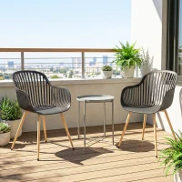 Outsunny Outdoor Dining Chairs Set of 4, Patio Chairs with Slotted Backrest, Grey(m-10)