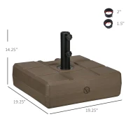 Outsunny Umbrella Stand for 1.5", or 1.9" Umbrella Poles, Fillable Umbrella Base, Brown(m-3)