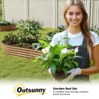 Outsunny 7' x 3' x 1' Large Outdoor Planter Box, Galvanized Raised Garden Bed with Metal Plant Stake, Brown(m-10)