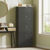 HOMCOM Modern Shoe Storage Cabinet with 4 Flip Drawers and Adjustable Shelves, Shoe Cabinet for 18-24 Pairs of Shoes, Black(m-9)