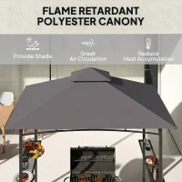 Outsunny 8' x 5' BBQ Grill Gazebo Tent with Double Tiered Canopy for Outdoor Sun Shade, Dark Grey(m-6)
