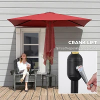 Outsunny 8ft Half Round Umbrella Outdoor Balcony Parasol Patio Garden Outdoor Window Sun Shade w/ 5 Ribs(m-9)