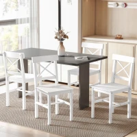 HOMCOM Wooden Dining Chairs Set of 4, Kitchen Chairs with Cross Back, Solid Structure for Living Room and Dining Room, White(m-8)