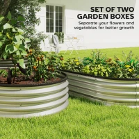 Outsunny 2Pcs Galvanized Raised Garden Bed, 5 x 3 x 1 ft Modular Metal Garden Beds with Rubber Strip Edging, Silver(m-4)