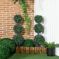 HOMCOM 3.5ft Set of 2 Artificial Plants, Lavender Flowers Ball Trees with Pot, for Home Indoor Outdoor Decor(m-8)