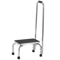 HOMCOM Step Stool with Handle for Adults and Seniors, Heavy Duty Metal Foot Step Stool for Elderly, Portable Stool with Anti-slip Design(m-11)
