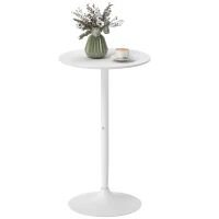 HOMCOM High Top Bar Table, Modern Round Dining Table with Painted Top and Steel Base, Bistro Table for 2 People, White(m-11)