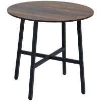 HOMCOM Ф31.5" Dining Room Table, Industrial Style Kitchen Table Round  with Steel Legs, Rustic Brown(m-2)