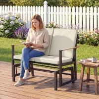 Outsunny Outdoor Glider Bench for 2 Person, Patio Glider Loveseat with Thick Cushions for Garden Balcony Porch, Cream White(m-9)