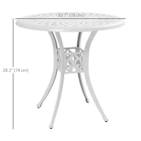 Outsunny 30-inch Round Patio Dining Table with Umbrella Hole Cast Aluminium Outdoor Bistro Table, White(m-3)