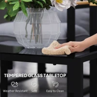 Outsunny 4 Piece Patio Furniture Set, Outdoor Loveseat Sofa Set with Thick Cushions and Coffee Table, Light Grey(m-7)