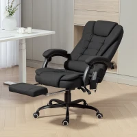 Vinsetto 7-Point Vibrating Massage Chair, Reclining Office Chair with Footrest, Reclining Back, Adjustable Height, Black(m-8)