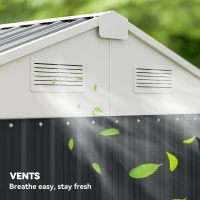 Outsunny 7' x 6' Tall Outdoor Storage Shed, Waterproof Metal Garden Shed with Gloves, Lockable Door, Dark Grey(m-9)