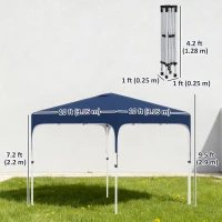 Outsunny 10' x 10' Pop Up Canopy Tent with Sand Bags, UPF 50+ Instant Sun Shelter, Tents for Parties, Height Adjustable, with Wheeled Carry Bag, for Outdoor, Garden, Navy Blue(m-3)