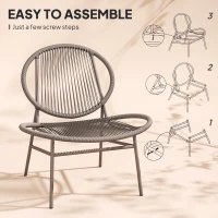 Outsunny Rattan Bistro Set, 3 Pieces Wicker Patio Furniture Set, Acapulco Chairs and Steel Table for Porch, Balcony, Light Grey(m-6)