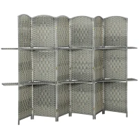 HOMCOM 6 FT Privacy Screen, 6 Panel Room Divider with Shelves for Living Room Bedroom Home Office, Grey(m-2)