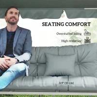 Outsunny 4-Piece Back and Seat Cushion Pillows Replacement and Pillows, Patio Chair Cushions Set with Ties, Light Grey(m-6)