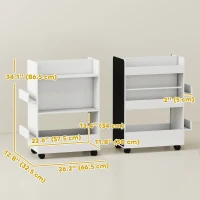 Qaba Kids Bookshelf, Kids Bookcase with Wheels & Blackboard, for Nursery, Kids Room, Playroom, for 3-8 Years(m-3)