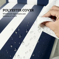 Outsunny Outdoor Chaise Lounge Cushions Set of 2 with 6 Ties, High-Density Foam, for Patio and Poolside, Dark Blue and White(m-4)