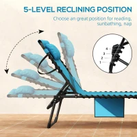Outsunny Folding Chaise Lounge Set with Reclining Back, 25.6" x 74" x 14.2", Blue(m-6)