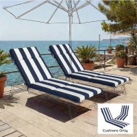 Outsunny Outdoor Chaise Lounge Cushions Set of 2 with 6 Ties, High-Density Foam, for Patio and Poolside, Dark Blue and White(m-9)