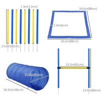 PawHut Dog Agility Starter Kit Pet Outdoor Exercise Training Set Tunnel 8 Weave Poles High Jumper(m-3)