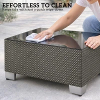 Outsunny 21.7" Square Patio Table, Small Outdoor Patio Coffee Side End Table with Tempered Glass Top, Black(m-7)