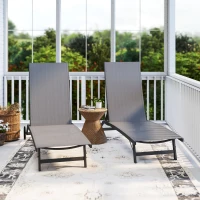 Outsunny Outdoor Lounge Chair Set of 2, Tanning Chair with Wheels, Breathable Mesh for Patio, Backyard, Poolside, Dark Grey(m-10)