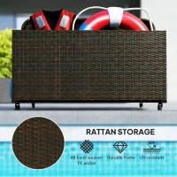 Outsunny PE Rattan Pool Float Storage Organizer with Wheels, Mixed Brown(m-6)