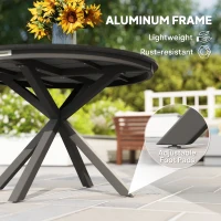 Outsunny 46.5" Outdoor Dining Table for 6, Round Picnic Table with Slatted Top for Balcony, Porch, Black(m-7)