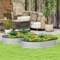 Outsunny 2Pcs Galvanized Raised Garden Bed, 5 x 3 x 1 ft Modular Metal Garden Beds with Rubber Strip Edging, Silver(m-1)