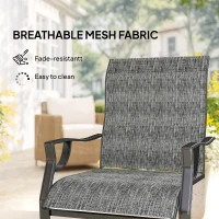 Outsunny C Spring Motion Patio Chairs Set of 2 with Curved High Backrest, Armrest, All Weather Breathable Fabric, Metal Frame(m-6)