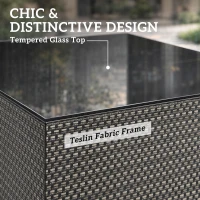 Outsunny 21.7" Square Patio Table, Small Outdoor Patio Coffee Side End Table with Tempered Glass Top, Black(m-5)