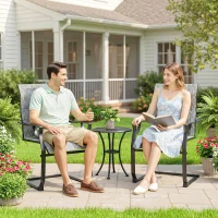 Outsunny C Spring Motion Patio Chairs Set of 2 with Curved High Backrest, Armrest, All Weather Breathable Fabric, Metal Frame(m-9)