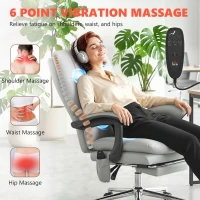 HOMCOM Massage Office Chair with 6-Point Vibration, Pet-Friendly Faux Leather Ergonomic Executive Desk Chair, Light Gray(m-4)