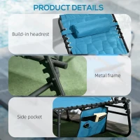 Outsunny Folding Chaise Lounge Set with Reclining Back, 25.6" x 74" x 14.2", Blue(m-5)