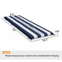 Outsunny Outdoor Chaise Lounge Cushions Set of 2 with 6 Ties, High-Density Foam, for Patio and Poolside, Dark Blue and White(m-3)